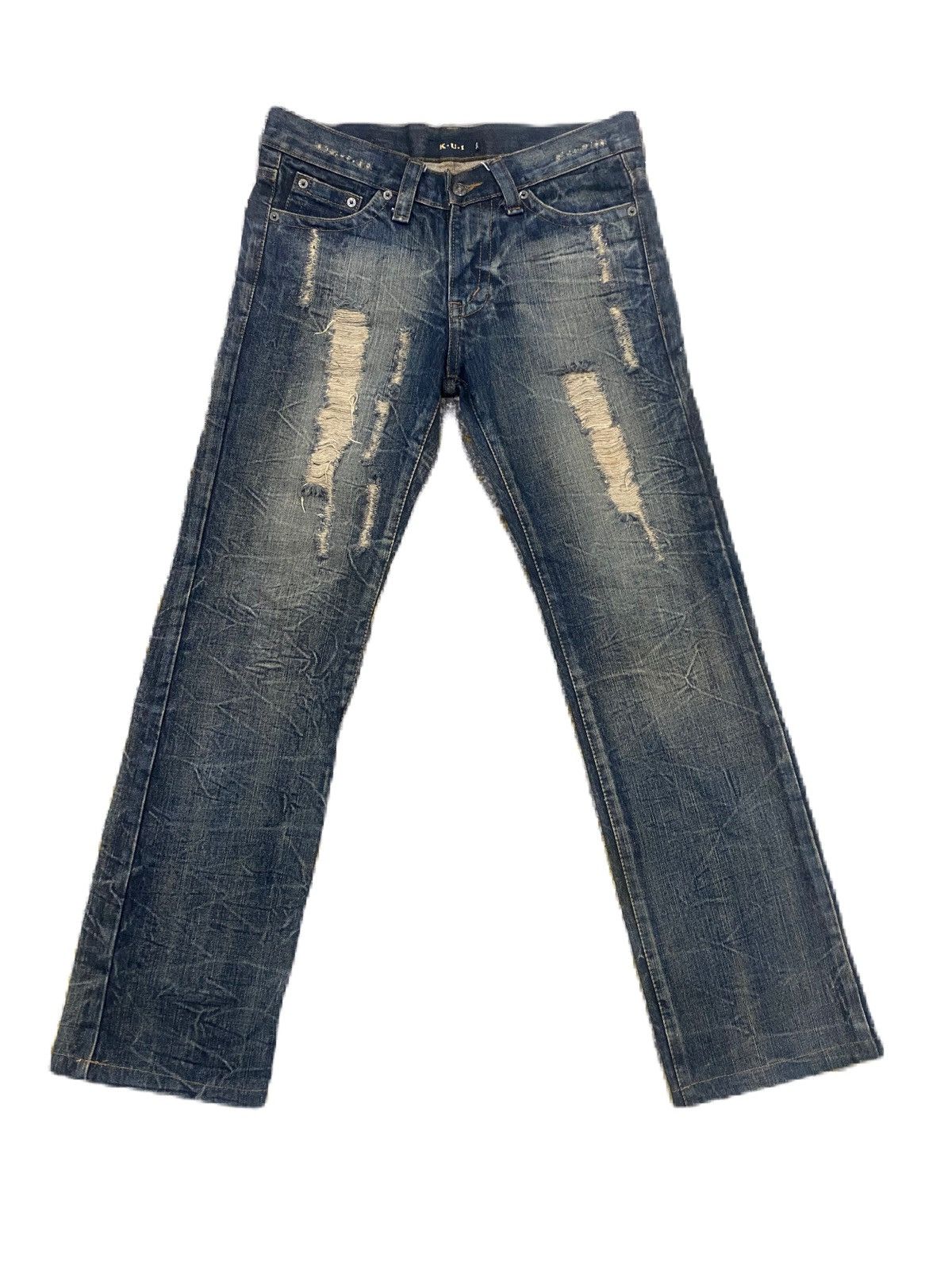 Japanese Brand STRAIGHT CUT JAPANESE BRAND K-U-I DISTRESS STYLE Size US 30 / EU 46 - 1 Thumbnail