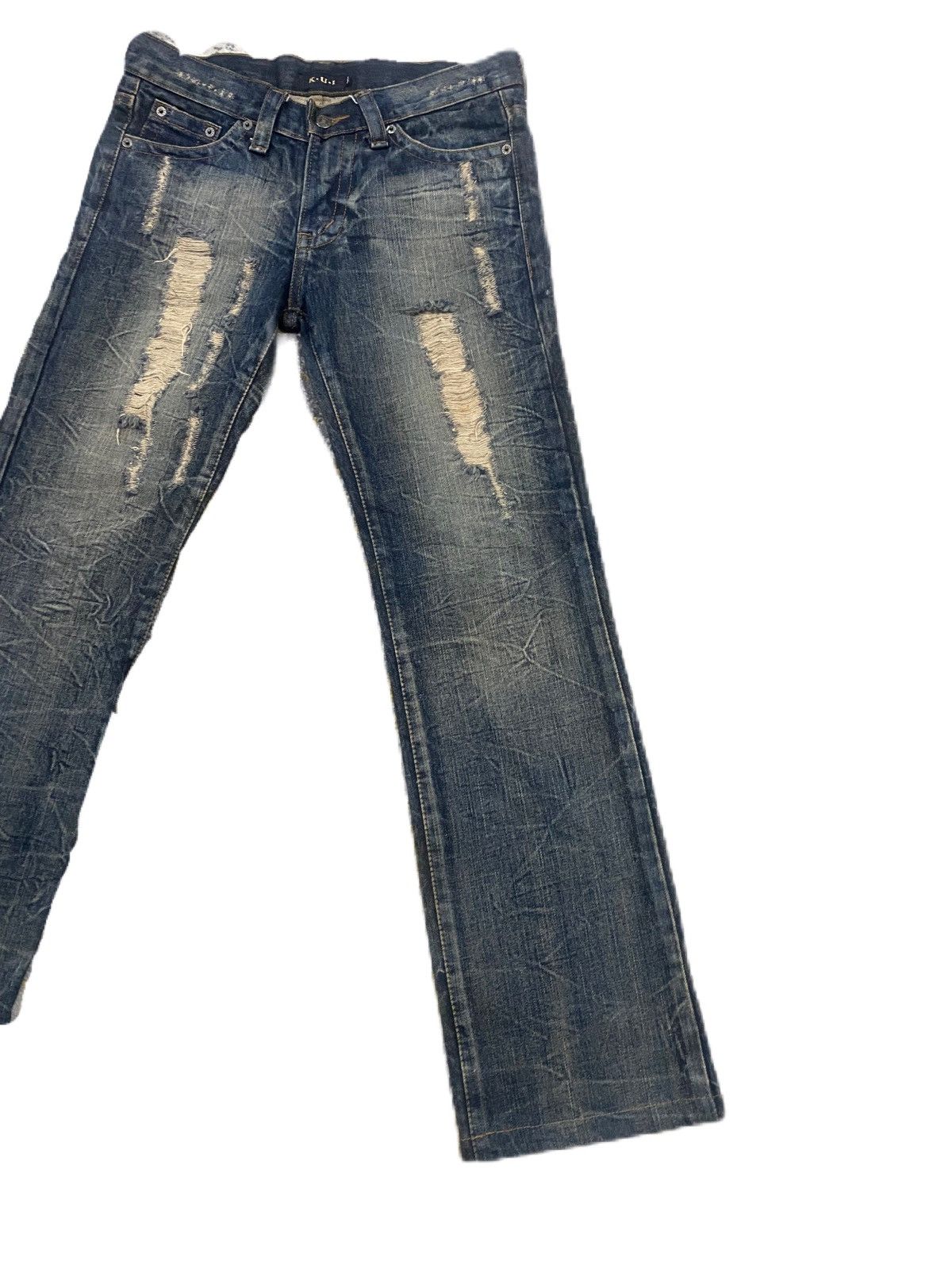Japanese Brand STRAIGHT CUT JAPANESE BRAND K-U-I DISTRESS STYLE Size US 30 / EU 46 - 4 Thumbnail