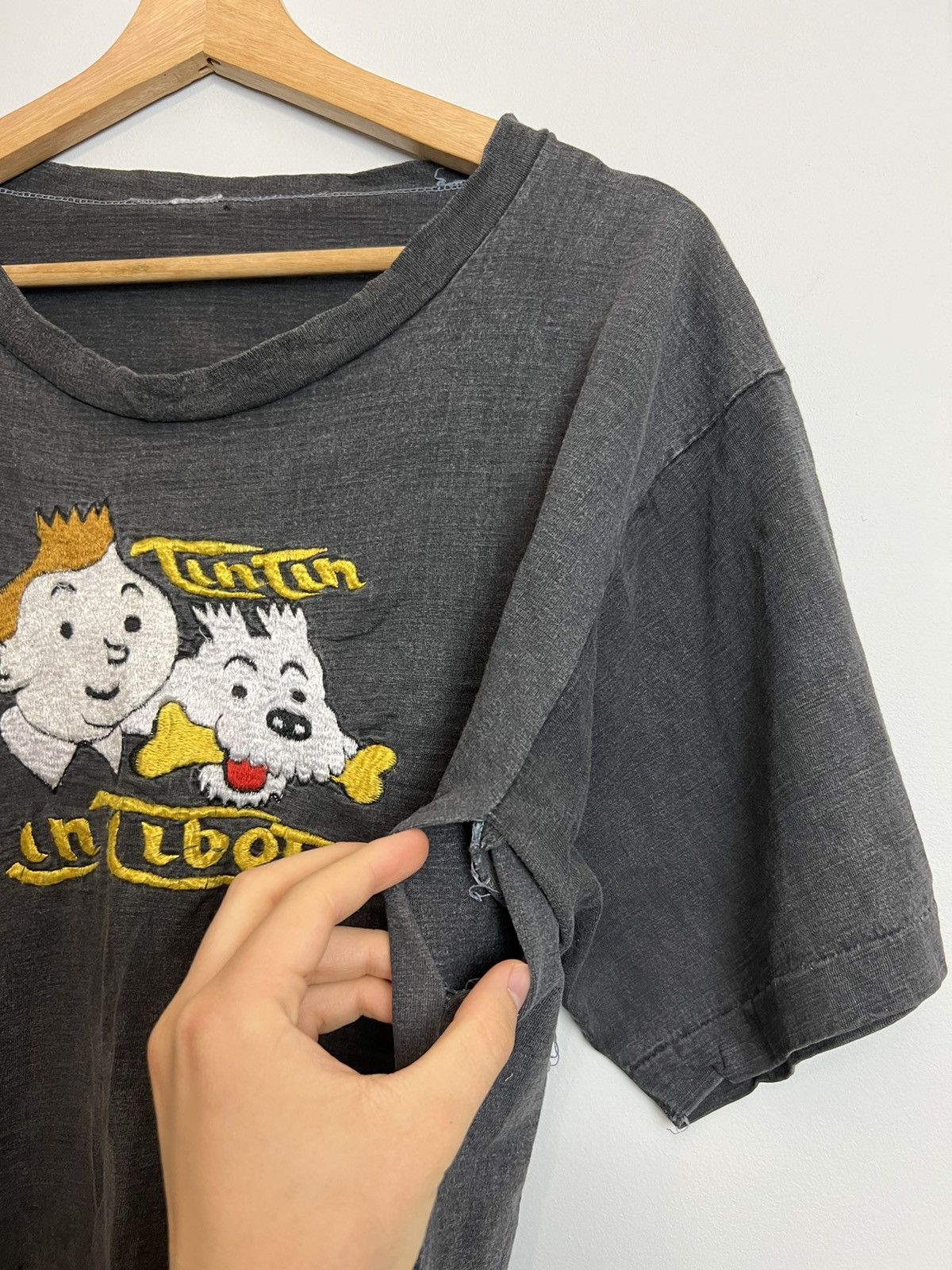 Cartoon Network Rare 70s Vintage TinTin Embroidered T-shirt Cartoon Grail Size US XL / EU 56 / 4 - 5 Thumbnail