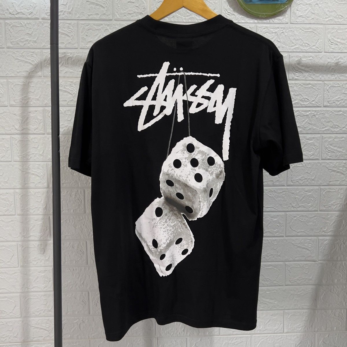 no tax and 100% price guarantee RARE STUSSY FUZZY DICE TEE BLACK