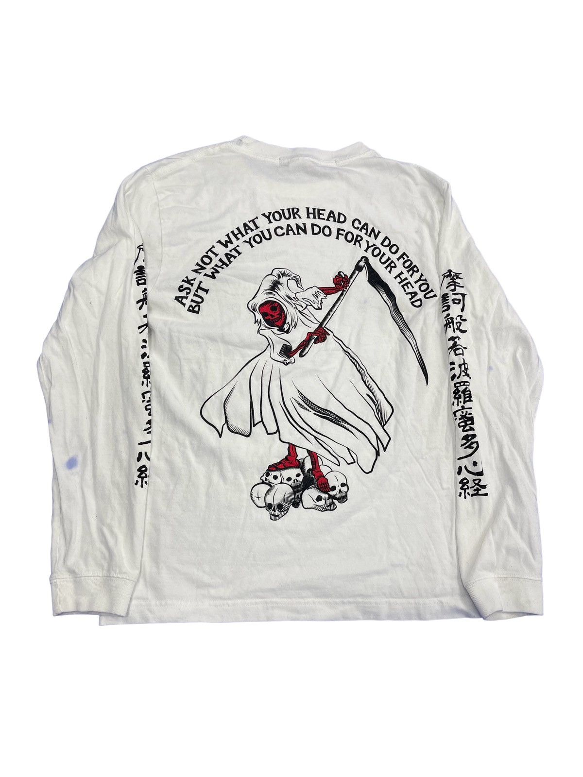 image of Blackmeans Black Means Japan Undercover War Is Hell Small S in White, Men's