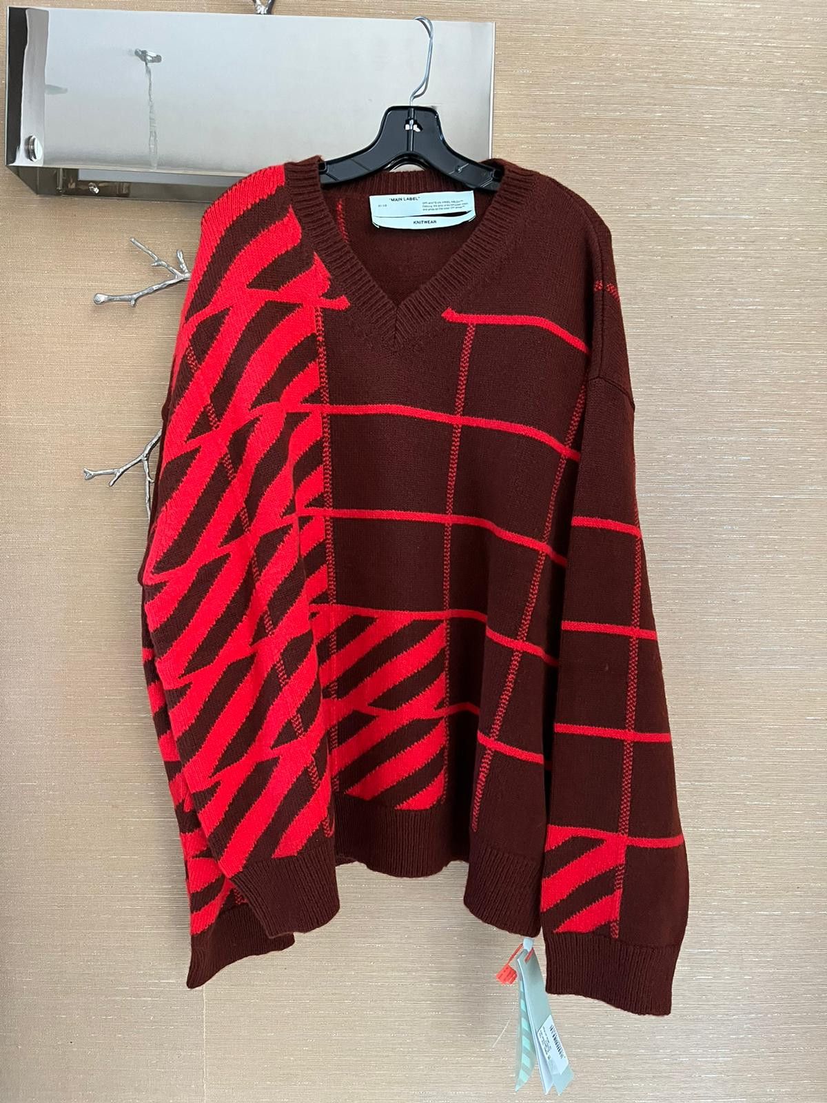 Off-White Diagonal Panel Sweater in Burgundy / Red Size US XL / EU 56 / 4 - 1 Thumbnail