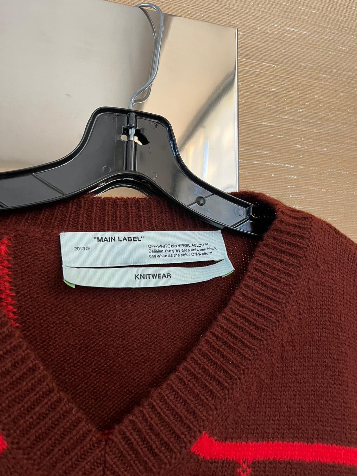 Off-White Diagonal Panel Sweater in Burgundy / Red Size US XL / EU 56 / 4 - 10 Thumbnail