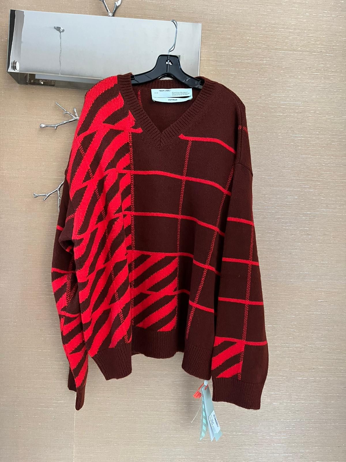 Off-White Diagonal Panel Sweater in Burgundy / Red Size US XL / EU 56 / 4 - 6 Thumbnail
