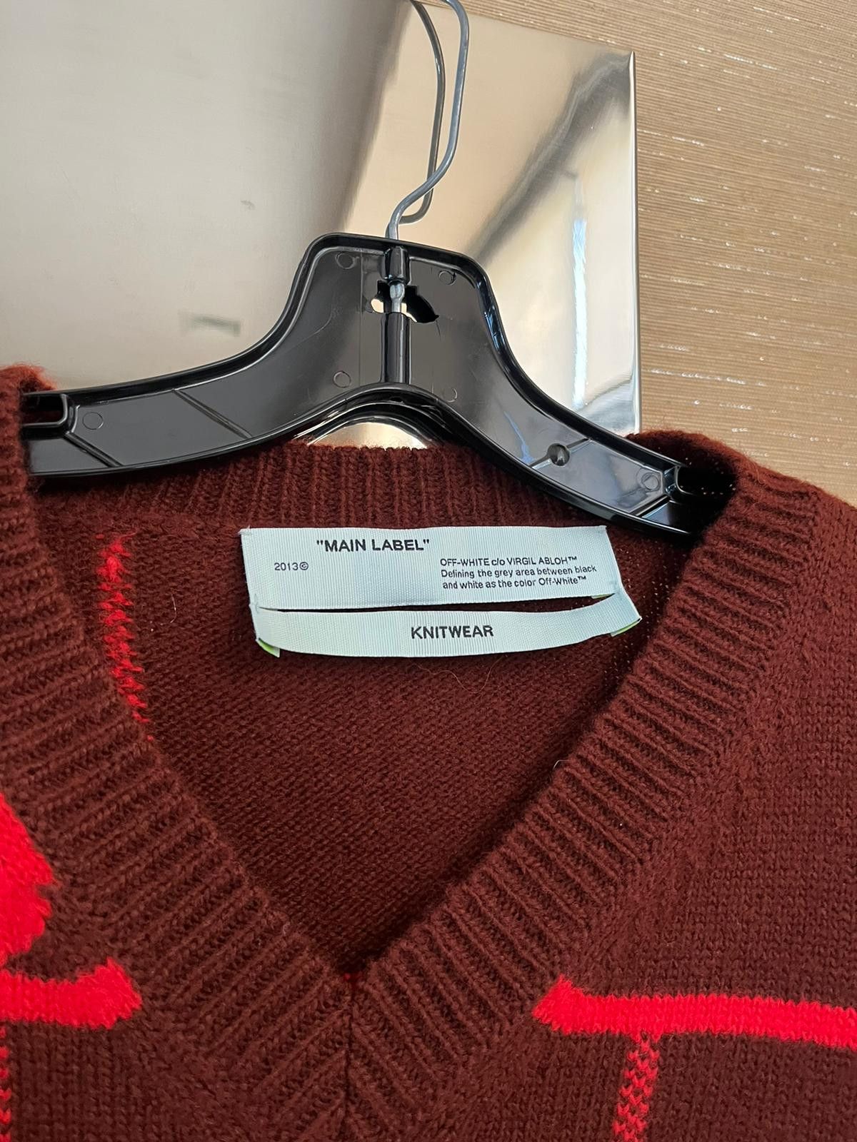 Off-White Diagonal Panel Sweater in Burgundy / Red Size US XL / EU 56 / 4 - 5 Thumbnail