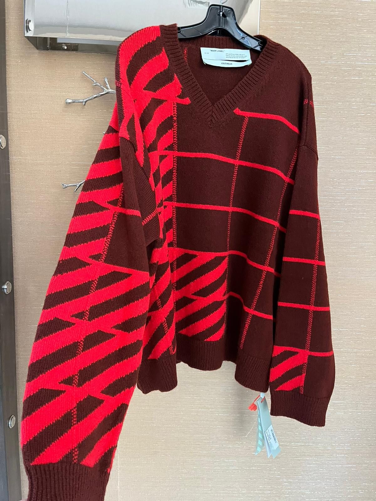 Off-White Diagonal Panel Sweater in Burgundy / Red Size US XL / EU 56 / 4 - 3 Thumbnail