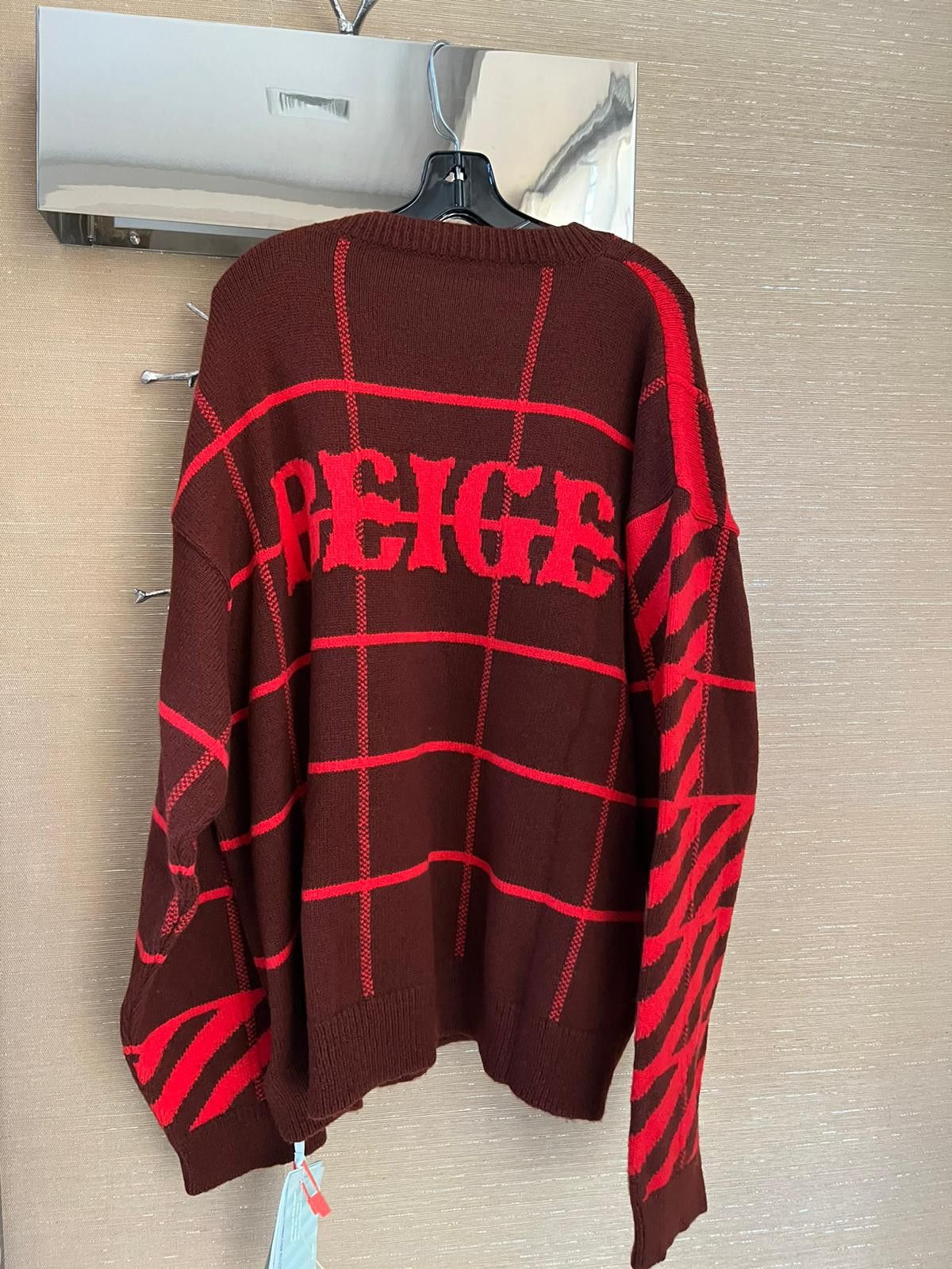 Off-White Diagonal Panel Sweater in Burgundy / Red Size US XL / EU 56 / 4 - 12 Thumbnail