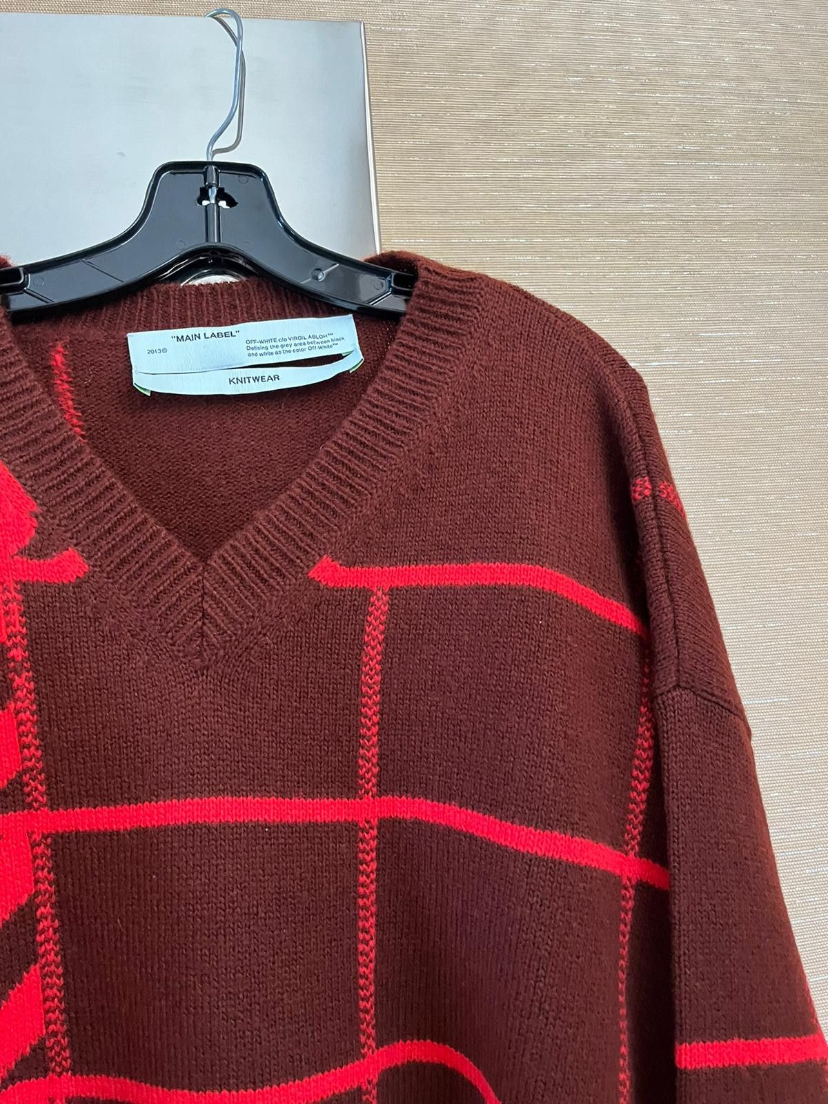 Off-White Diagonal Panel Sweater in Burgundy / Red Size US XL / EU 56 / 4 - 4 Thumbnail