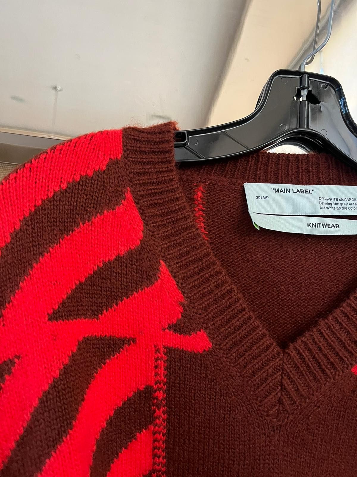 Off-White Diagonal Panel Sweater in Burgundy / Red Size US XL / EU 56 / 4 - 8 Thumbnail