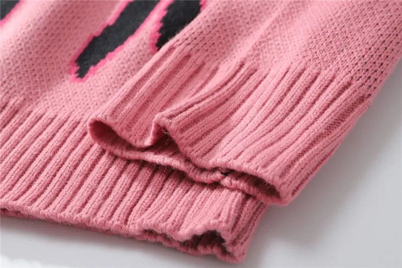 Japanese Brand "Pink Flames" Oversized Knitted Sweater Sweatshirt Pullover Size US XL / EU 56 / 4 - 4 Thumbnail