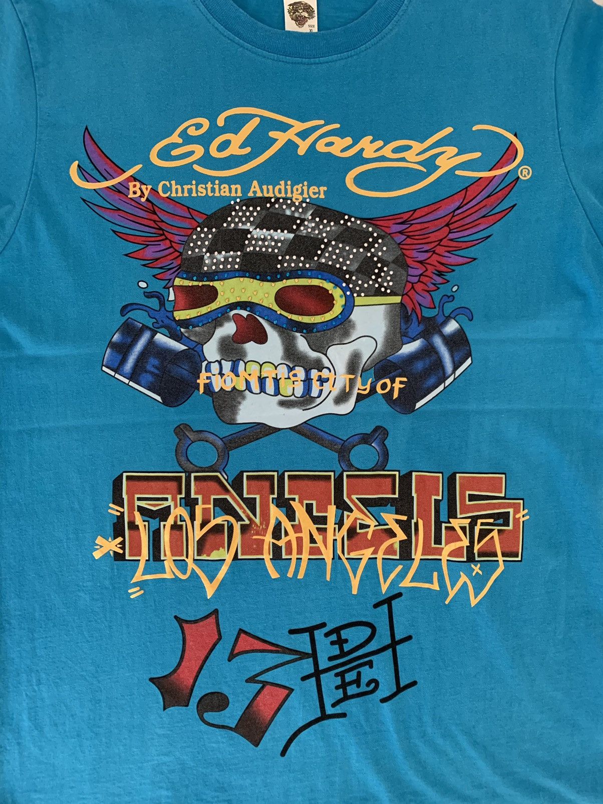 Ed Hardy DEAD-STOCK ED HARDY BIKER SKULL T-SHIRT Size US XL / EU 56 / 4 - 3 Thumbnail