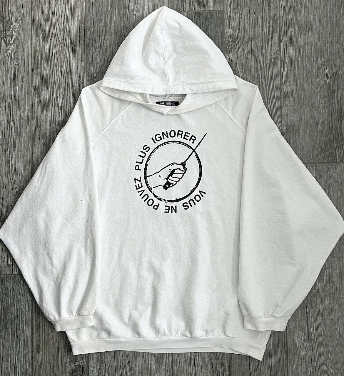 Raf Simons SS2002 Raf Simons VNPPI Silence & Secrecy White RunwayHoodie Size US XL / EU 56 / 4 - 1 Thumbnail
