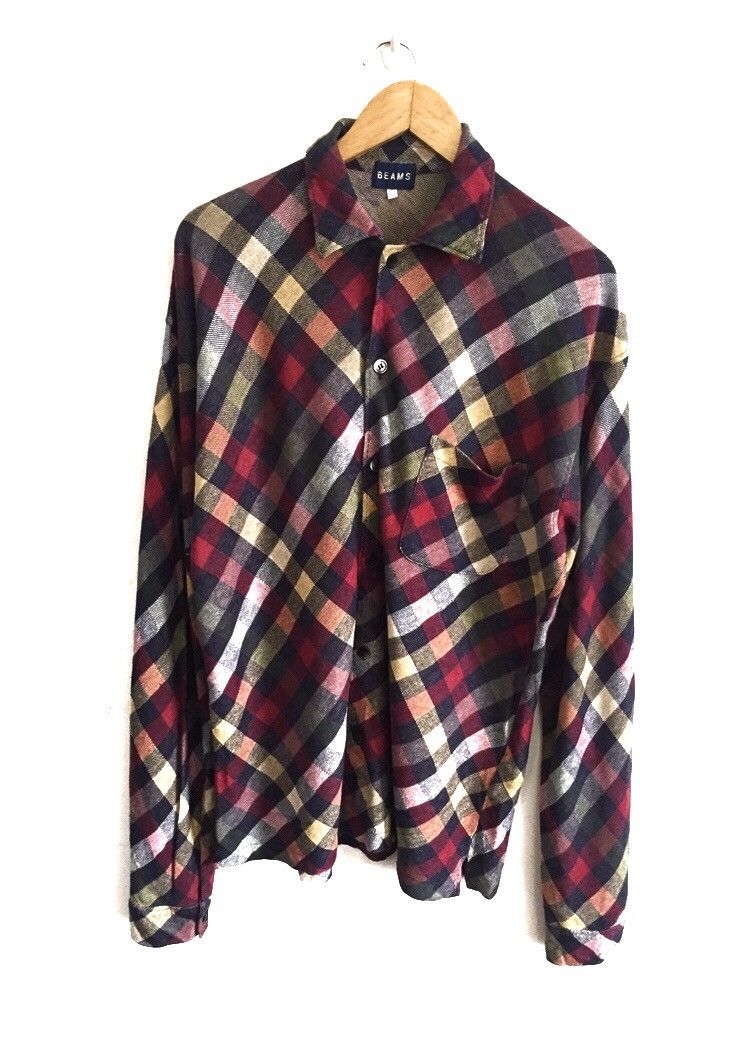 Beams Plus OG Beams Plus 🇯🇵 Plaid Rayon Cotton B/D O/S Shirt Size US L / EU 52-54 / 3 - 1 Thumbnail
