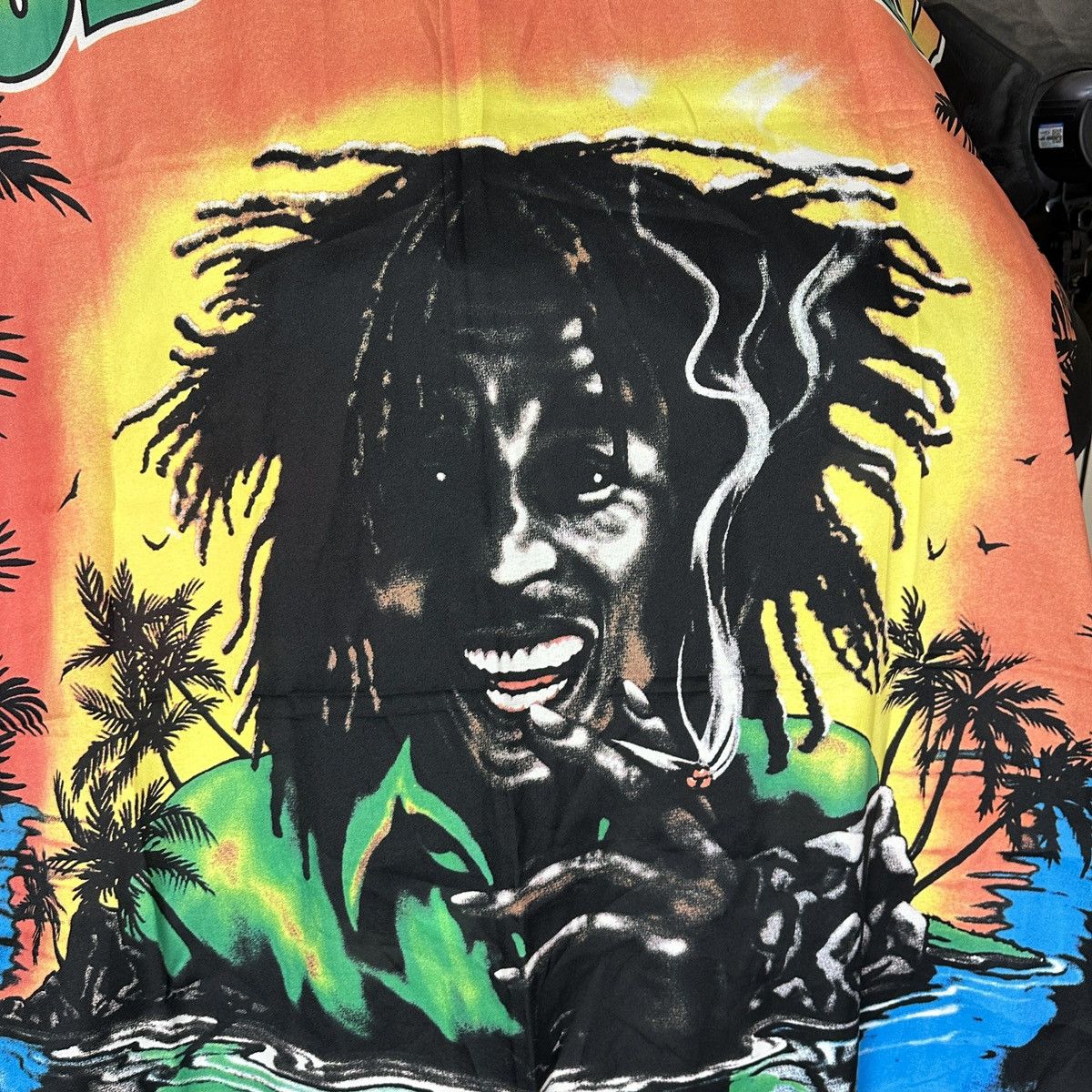 Band Tees Vintage 90s Bob Marley Smile Jamaica Reggie Flag Weed banner Size ONE SIZE - 2 Thumbnail