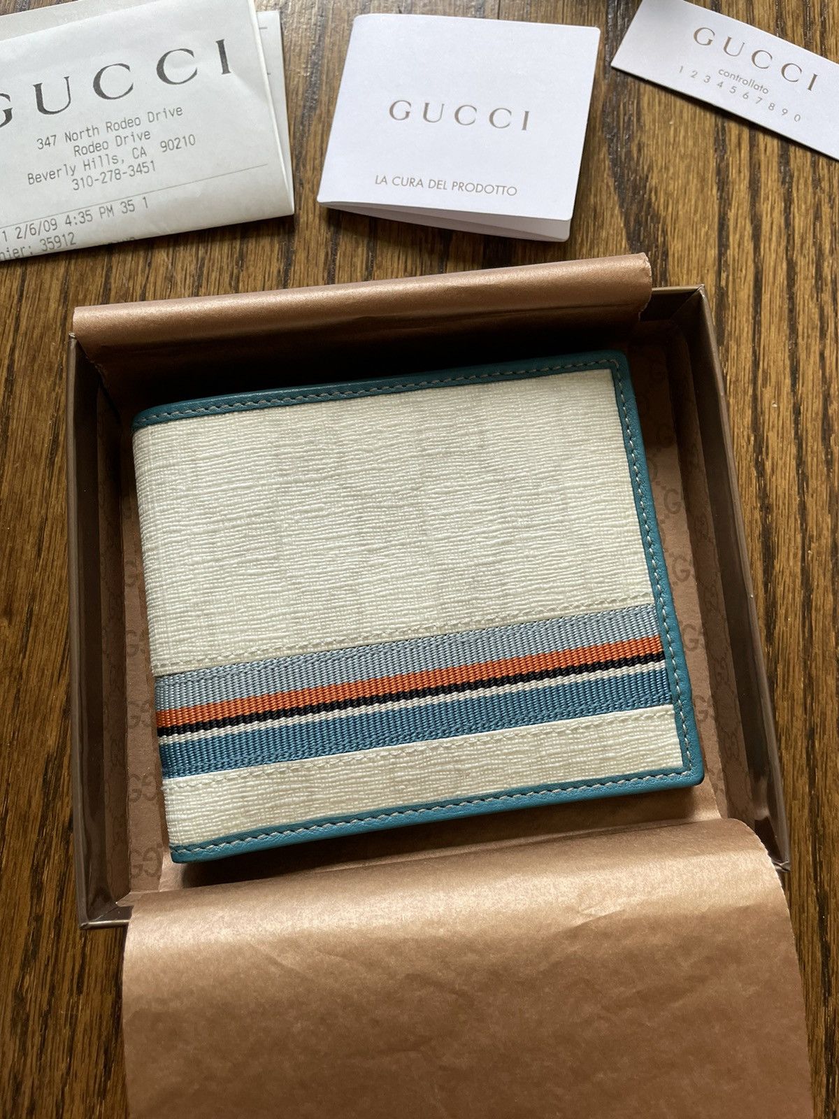 Gucci Gucci SS/09 Billford White Canvas & Ocean leather wallet Size ONE SIZE - 1 Thumbnail