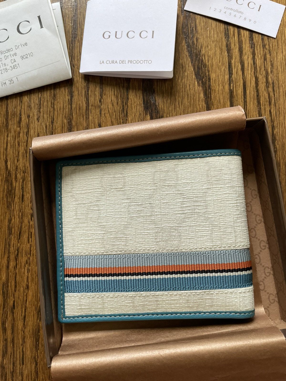 Gucci Gucci SS/09 Billford White Canvas & Ocean leather wallet Size ONE SIZE - 3 Thumbnail