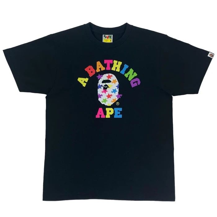 image of Bape Sta Pattern College Tee in Black, Men's (Size Medium)