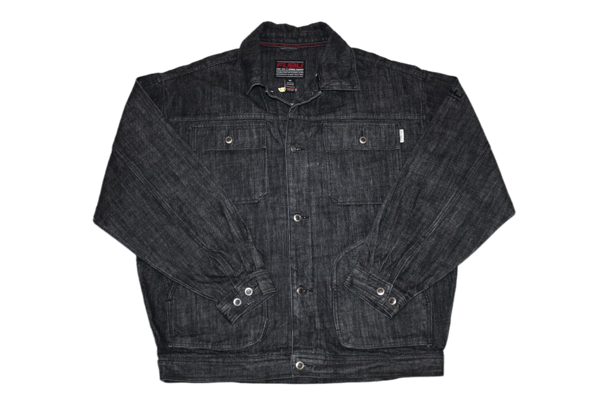 image of VTG Fubu The Collection Raw Denim Work Jacket in Black, Men's (Size 2XL)