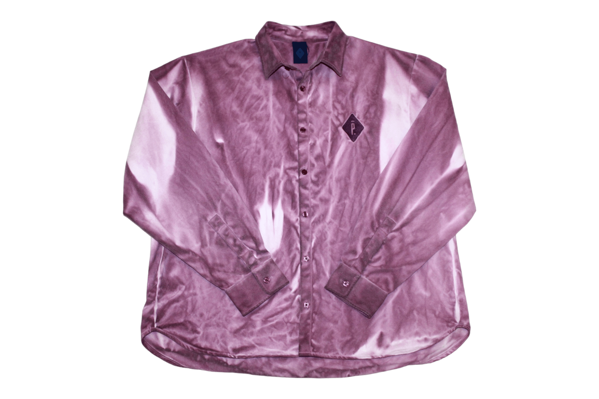 image of Pigalle Paris Box Logo Acid Wash Denim Over Shirt in Purple, Men's (Size Large)