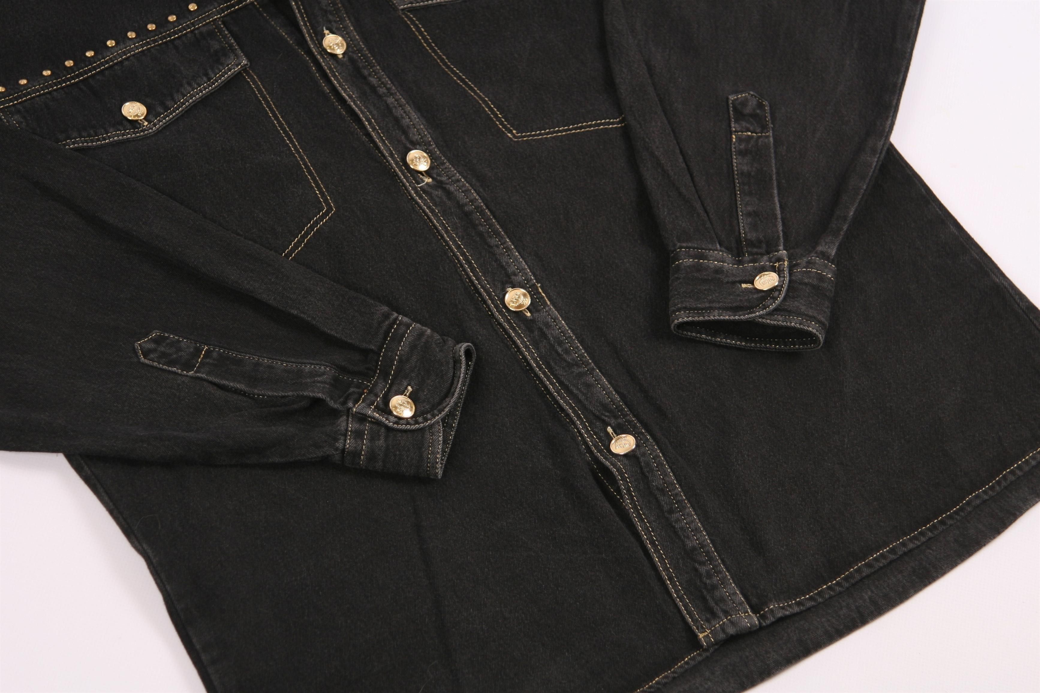 MCM RARE VTG💥 MCM Studded Black Faded Denim Overshirt Size US L / EU 52-54 / 3 - 9 Thumbnail
