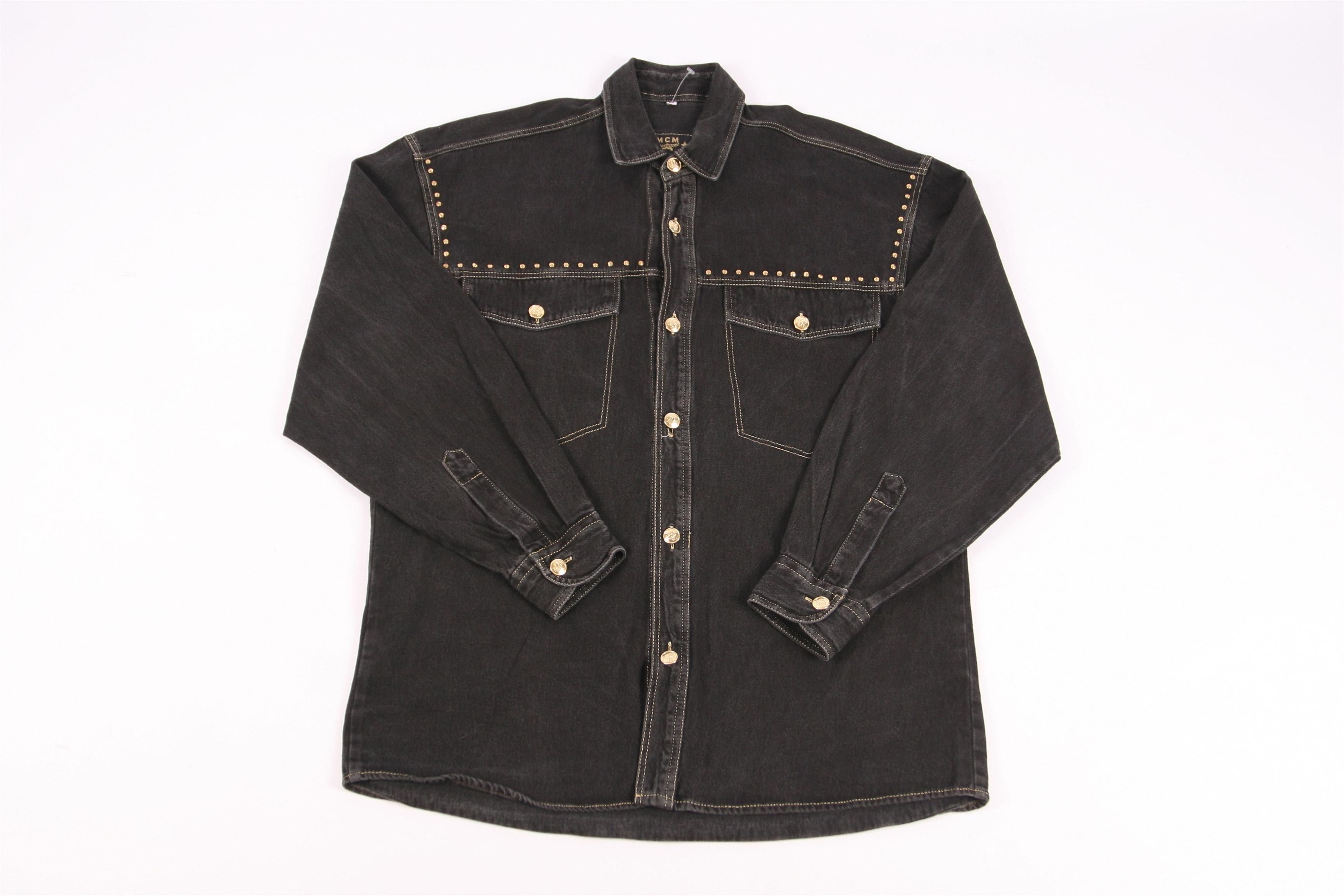 MCM RARE VTG💥 MCM Studded Black Faded Denim Overshirt Size US L / EU 52-54 / 3 - 12 Thumbnail