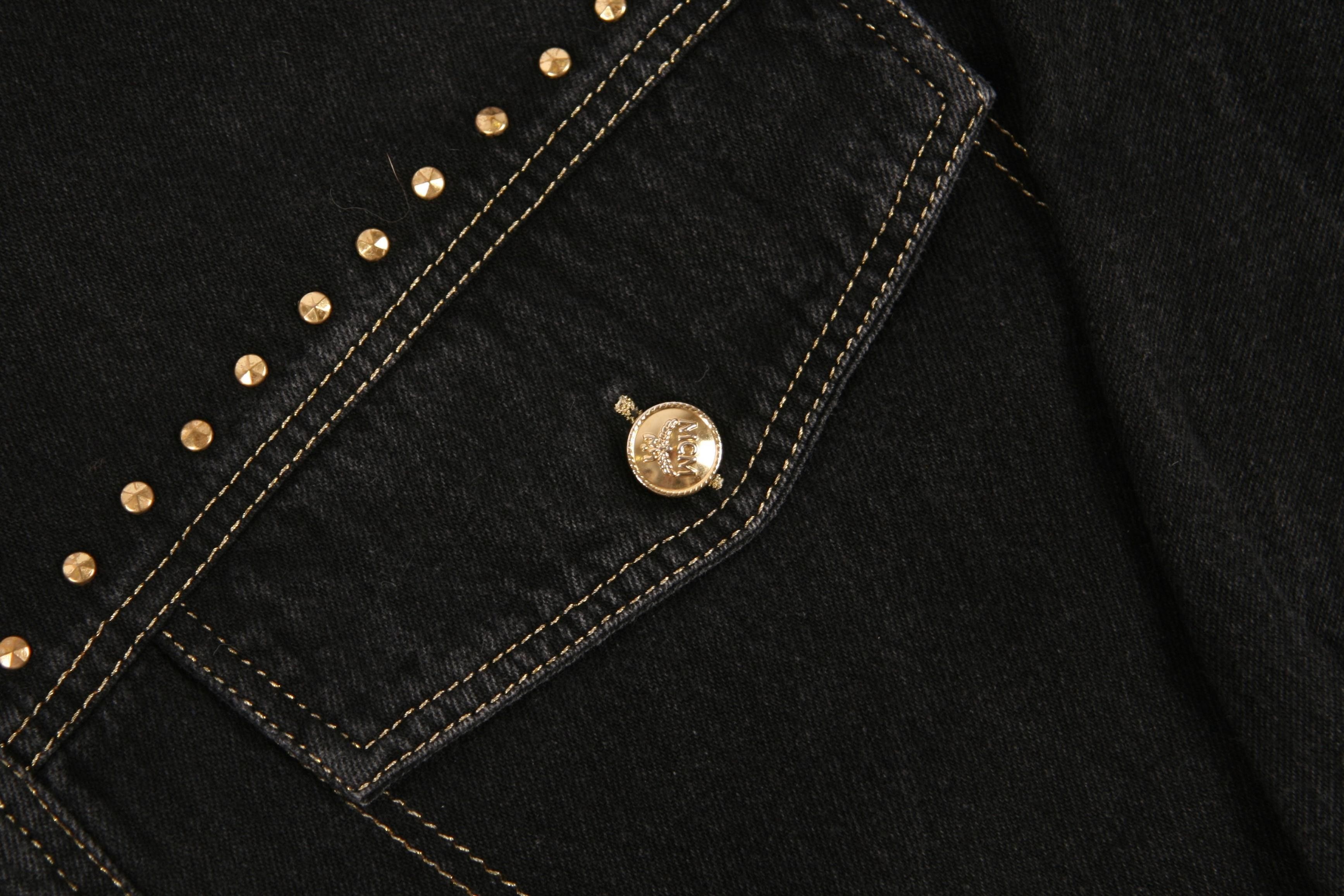 MCM RARE VTG💥 MCM Studded Black Faded Denim Overshirt Size US L / EU 52-54 / 3 - 10 Thumbnail