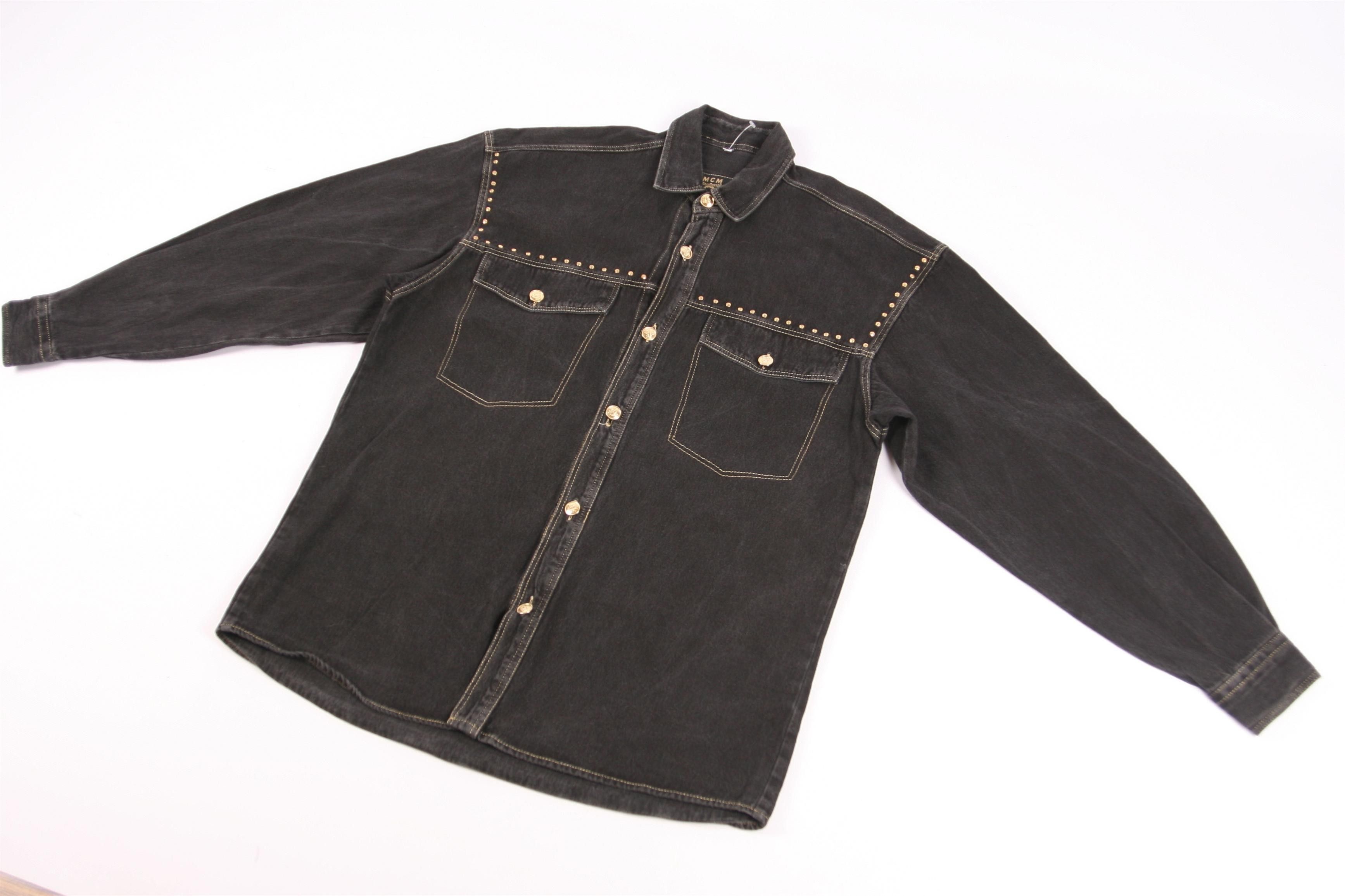 MCM RARE VTG💥 MCM Studded Black Faded Denim Overshirt Size US L / EU 52-54 / 3 - 7 Thumbnail