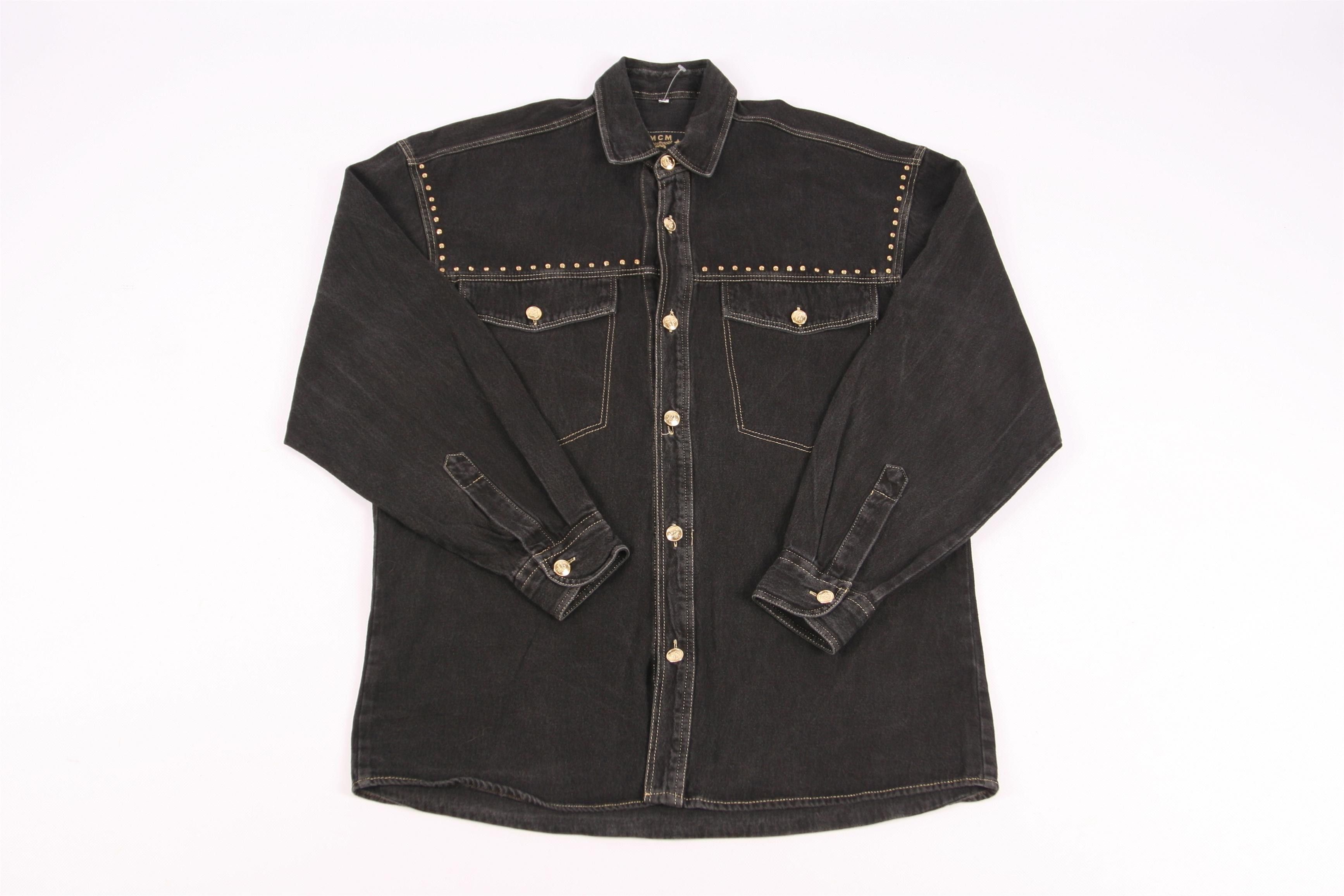 MCM RARE VTG💥 MCM Studded Black Faded Denim Overshirt Size US L / EU 52-54 / 3 - 1 Thumbnail