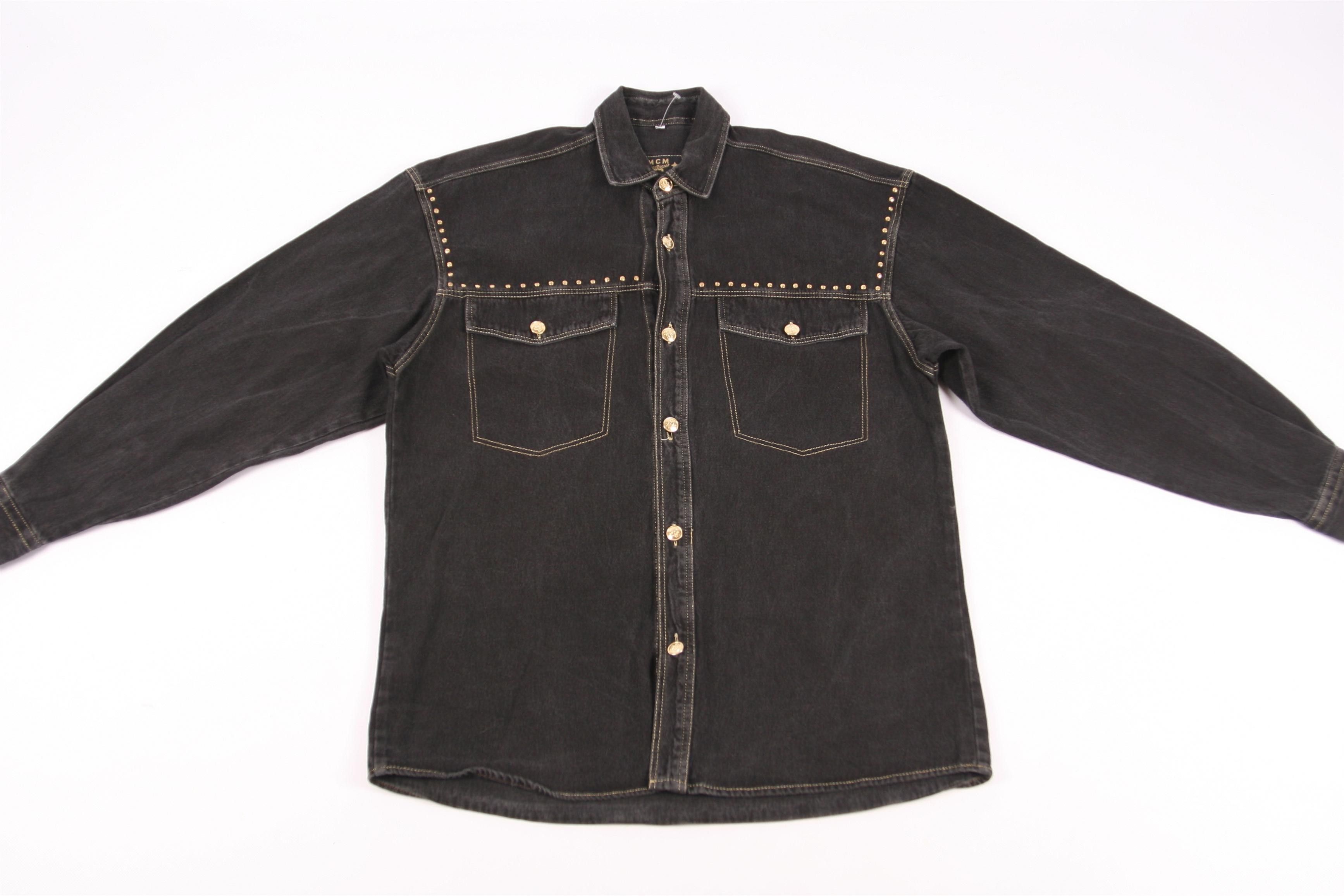 MCM RARE VTG💥 MCM Studded Black Faded Denim Overshirt Size US L / EU 52-54 / 3 - 6 Thumbnail