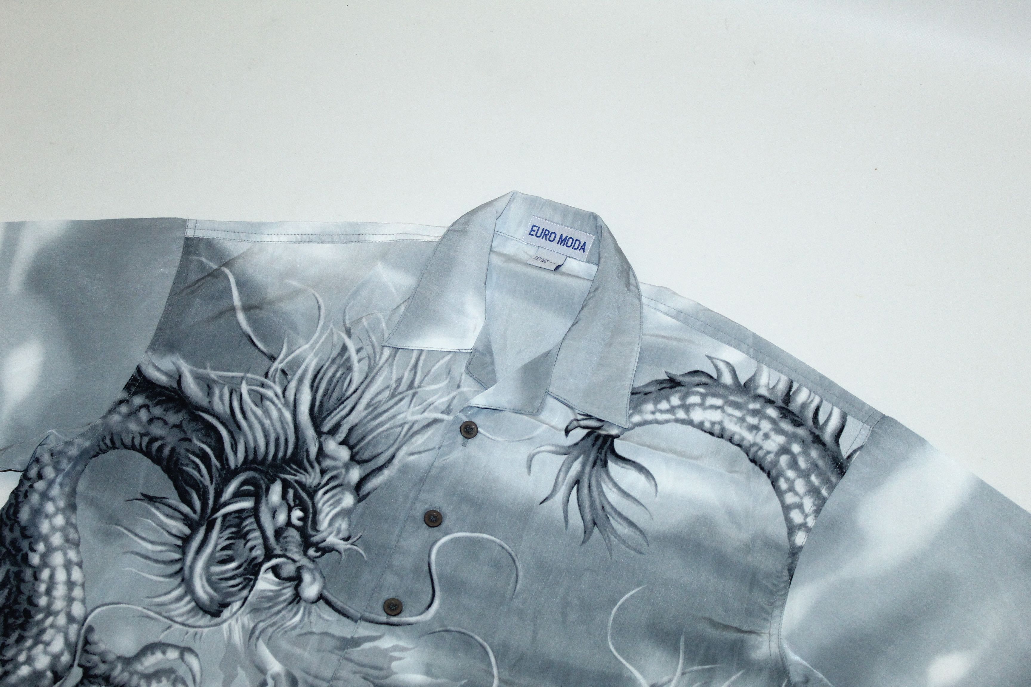 Vintage 🔥 VTG 🔥 Japanese Traditional Dragons Print Silk Shirt Size US XL / EU 56 / 4 - 2 Thumbnail