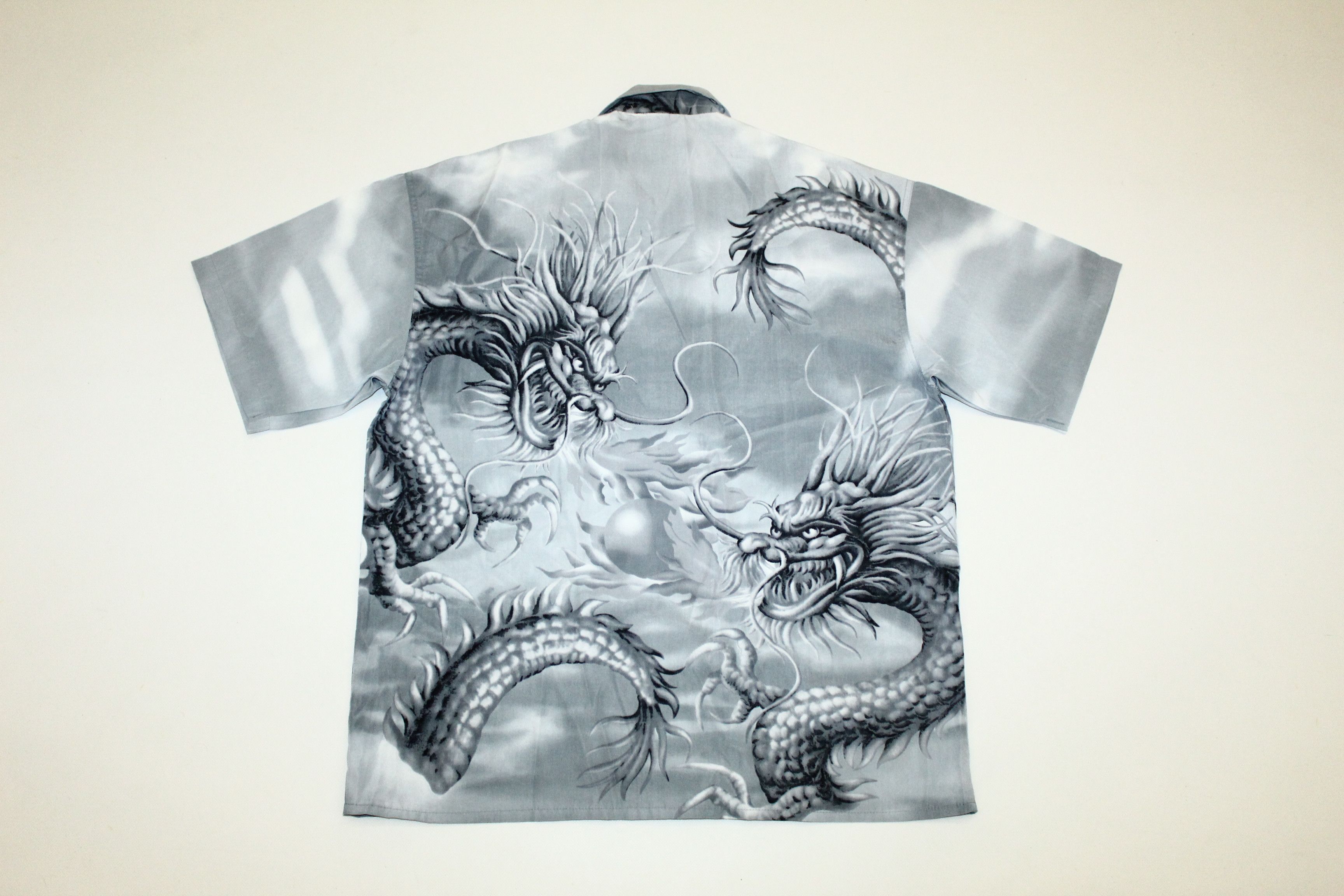 Vintage 🔥 VTG 🔥 Japanese Traditional Dragons Print Silk Shirt Size US XL / EU 56 / 4 - 5 Thumbnail