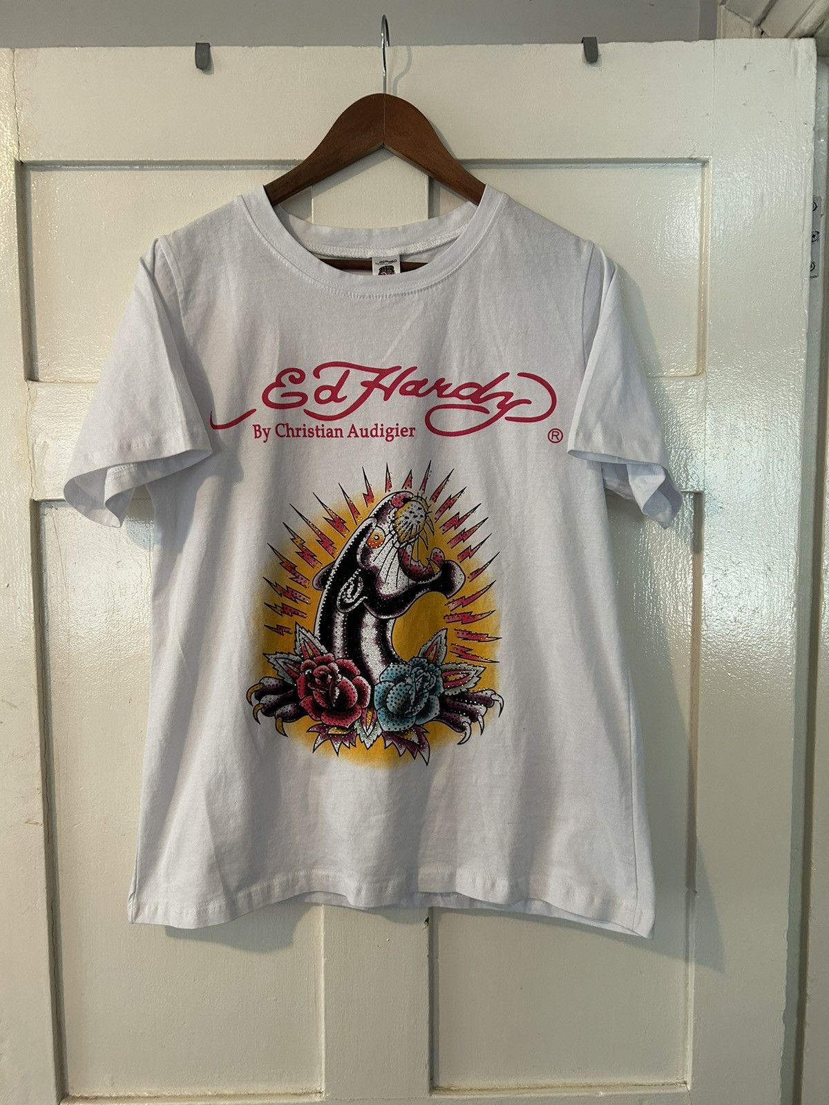 Designer Crazy cool Y2K vintage Ed Hardy panther tattoo shirt pink Size US L / EU 52-54 / 3 - 1 Thumbnail