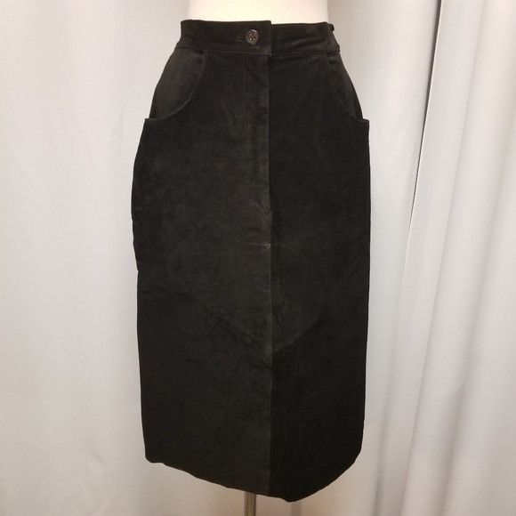 Vintage 90s y2k A Maglia Punk Goth Black Suede Leather Skirt