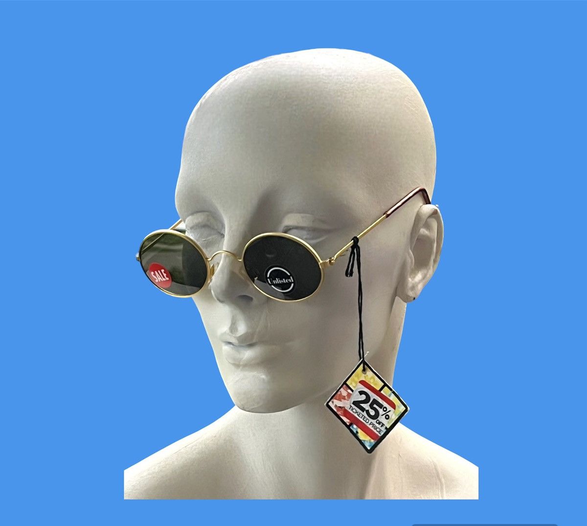 Vintage 90s Vintage Sunglasses Designer Round Gold Frame Dead Stock Size ONE SIZE - 2 Thumbnail
