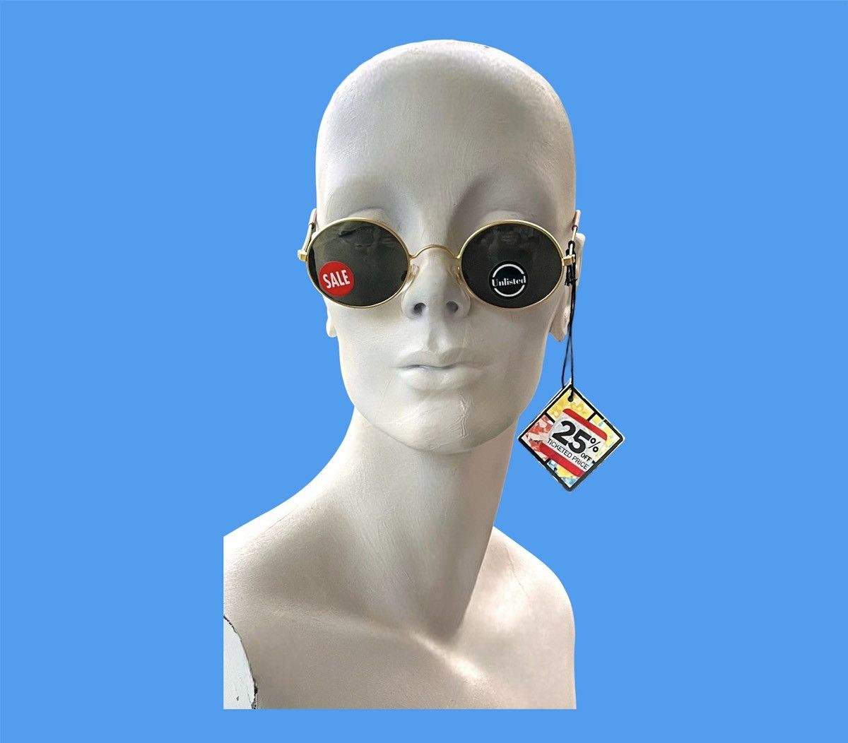 Vintage 90s Vintage Sunglasses Designer Round Gold Frame Dead Stock Size ONE SIZE - 1 Thumbnail