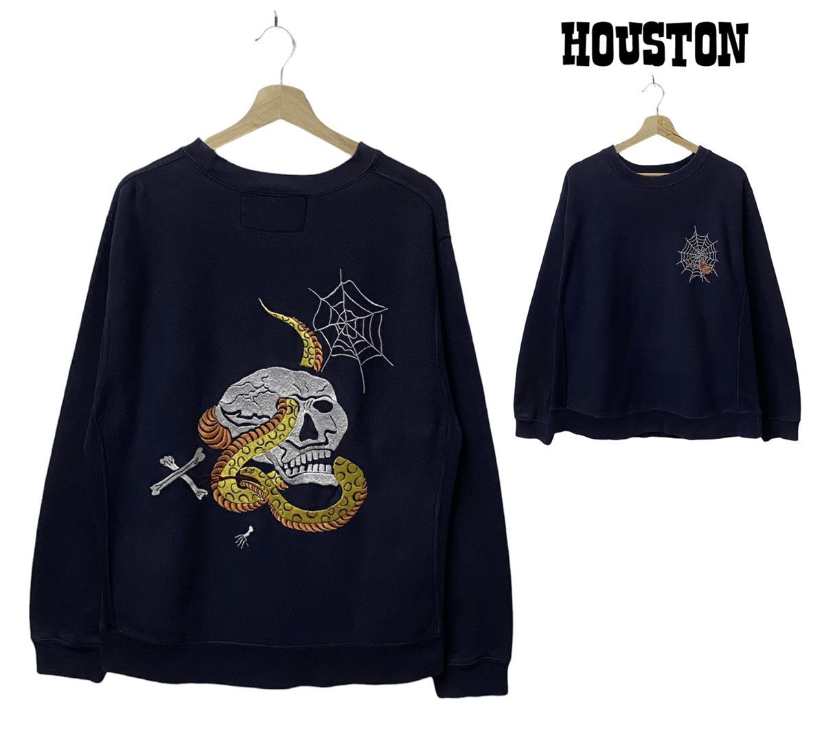 Japanese Brand × Vintage Vintage Houston Embroidery Skull & Snake Sweatshirt Size US M / EU 48-50 / 2 - 1 Thumbnail