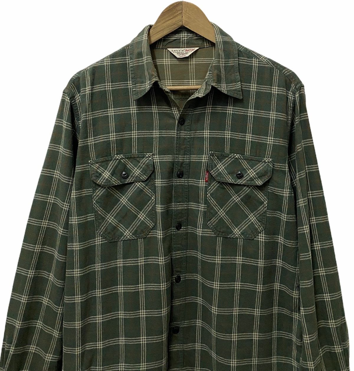 Levi's Rare🔥Vintage Levi’s Red Tab Green Plaid Flannel Button Up Size US M / EU 48-50 / 2 - 2 Thumbnail
