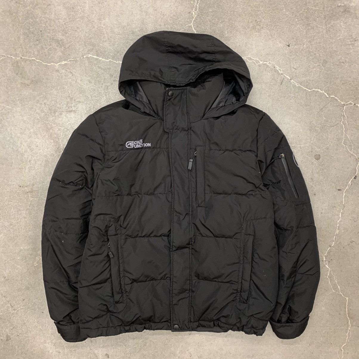 Ecko Unltd vintage puffer jacket full zip multi pocket y2k