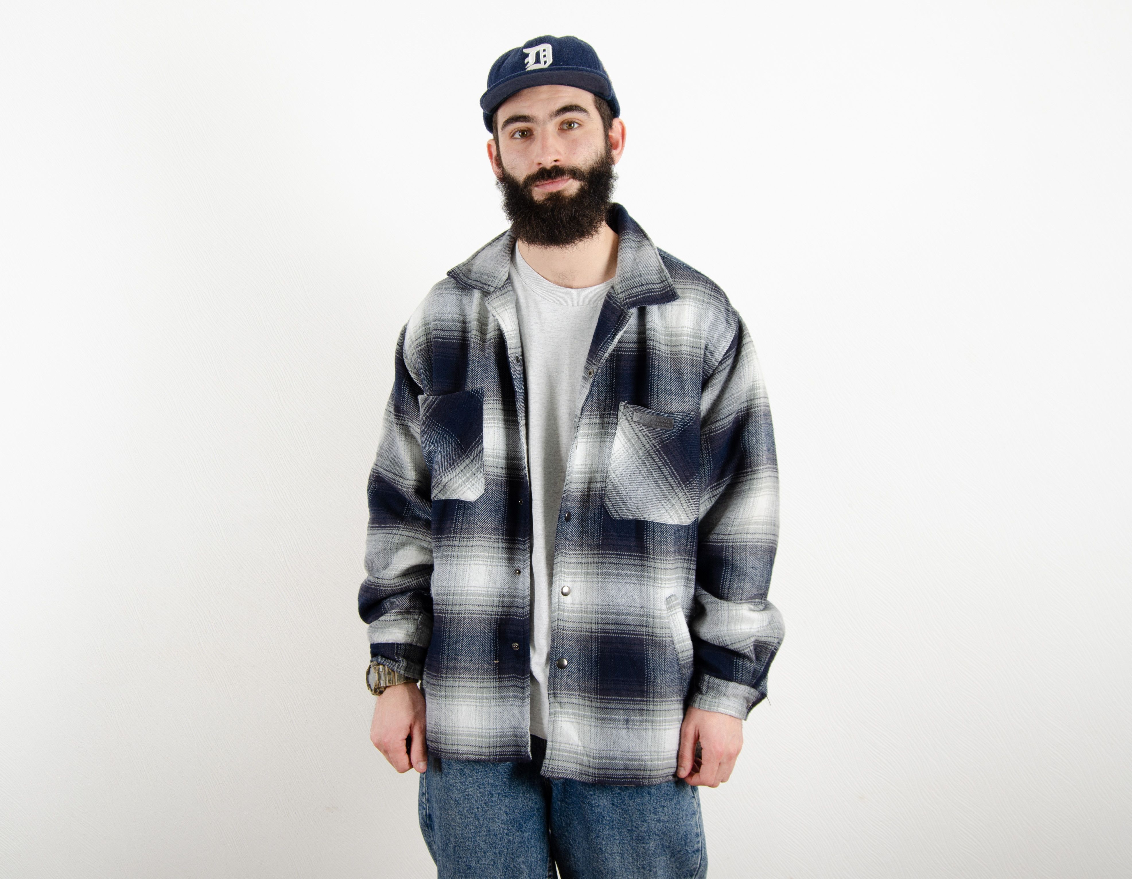 Flannel Vintage Atlas Flannel Fleece Sherpa Over Shirt Jacket Size US L / EU 52-54 / 3 - 1 Thumbnail