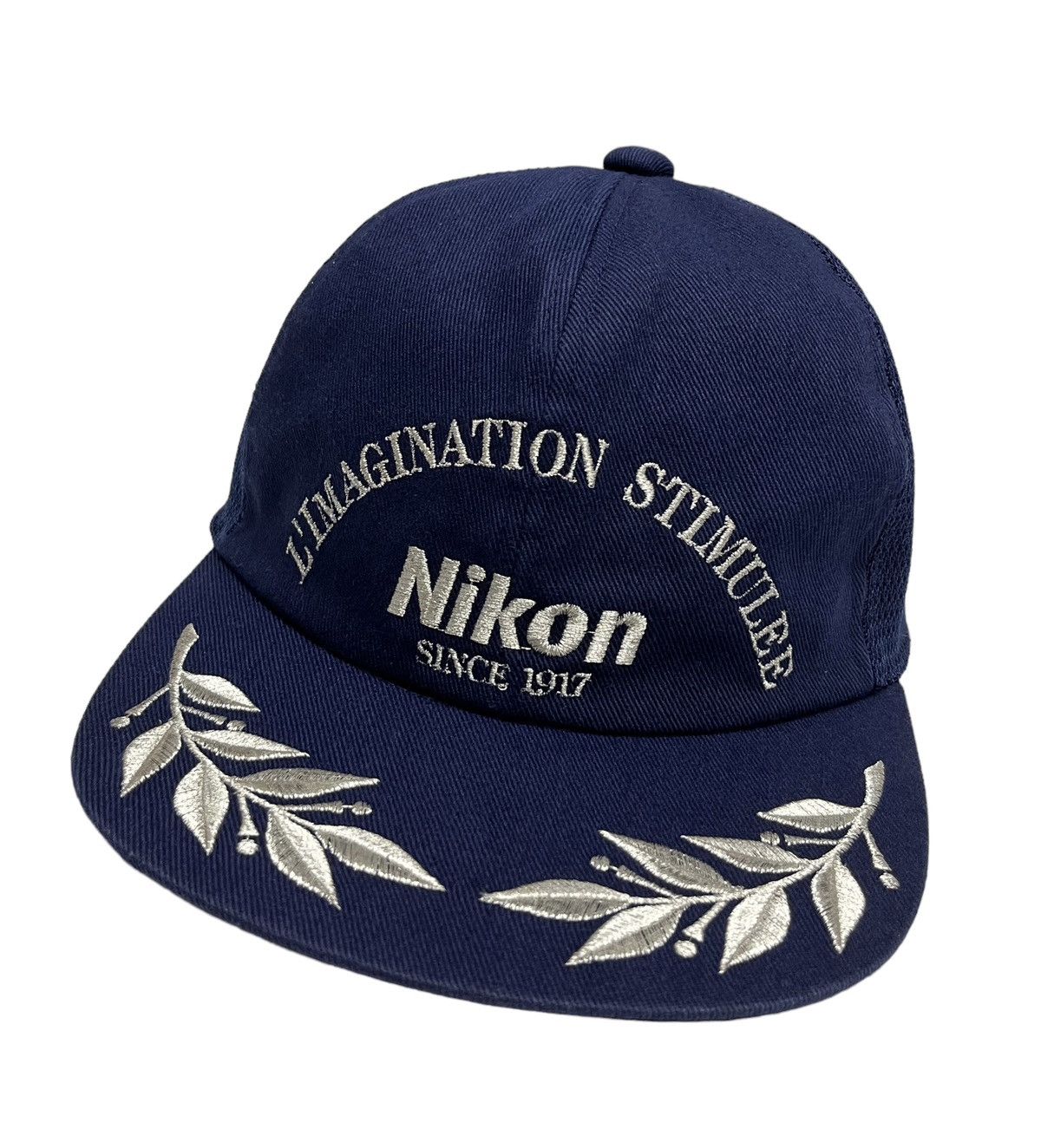 Nikon 💥📸 VINTAGE 90’s NIKON JAPAN Silver Embroidery Trucker Hat Size ONE SIZE - 2 Thumbnail