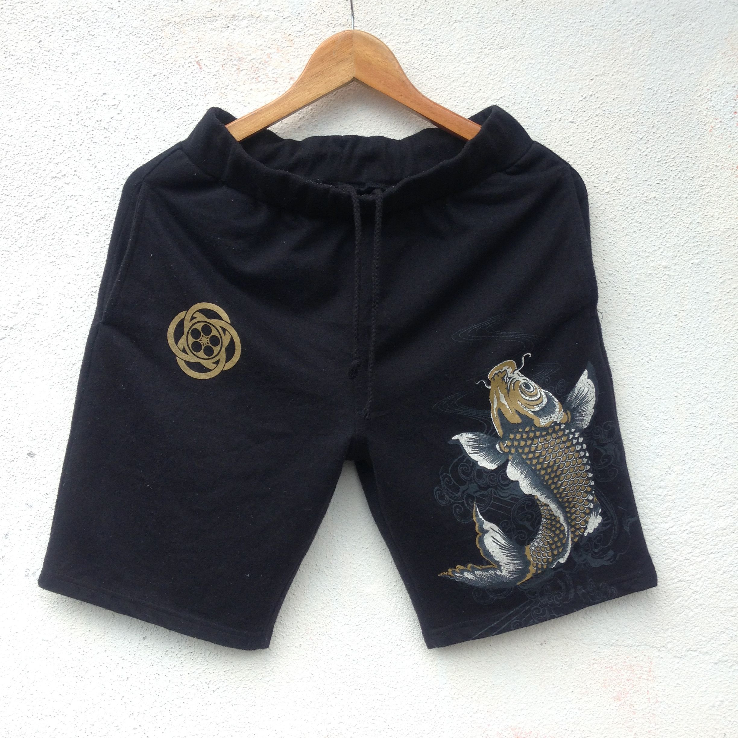 image of Japanese Koi Traditional Art Short in Black, Men's (Size 32)