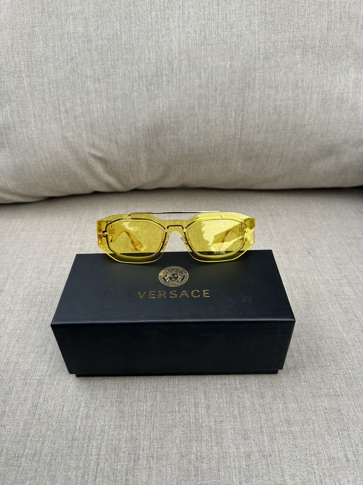 image of Versace Biggie Sunglasses Gold, Men's