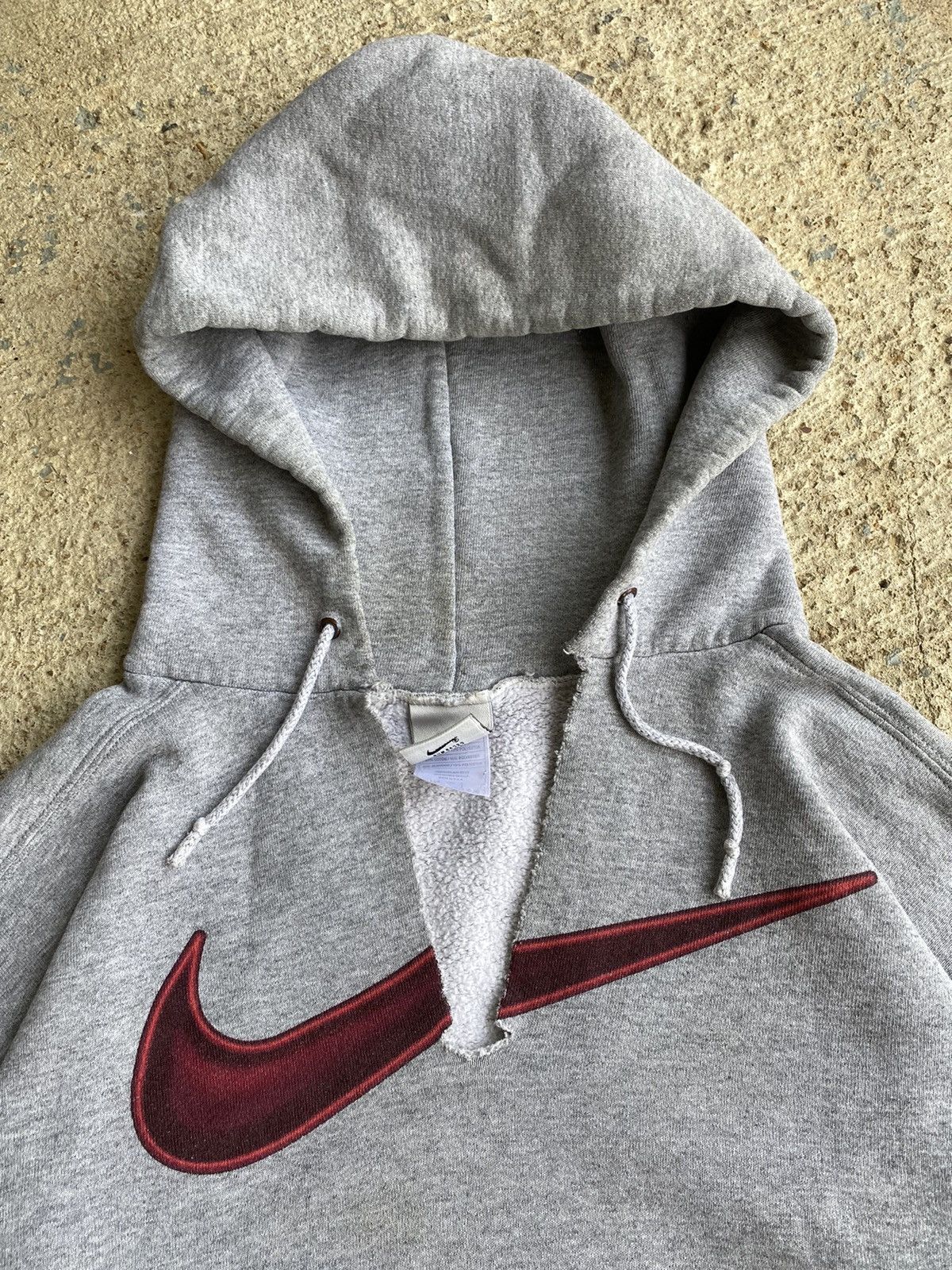 Nike × Vintage Vintage 90’s Nike Grey Distressed Sweatshirt Hoodie Size US L / EU 52-54 / 3 - 2 Thumbnail