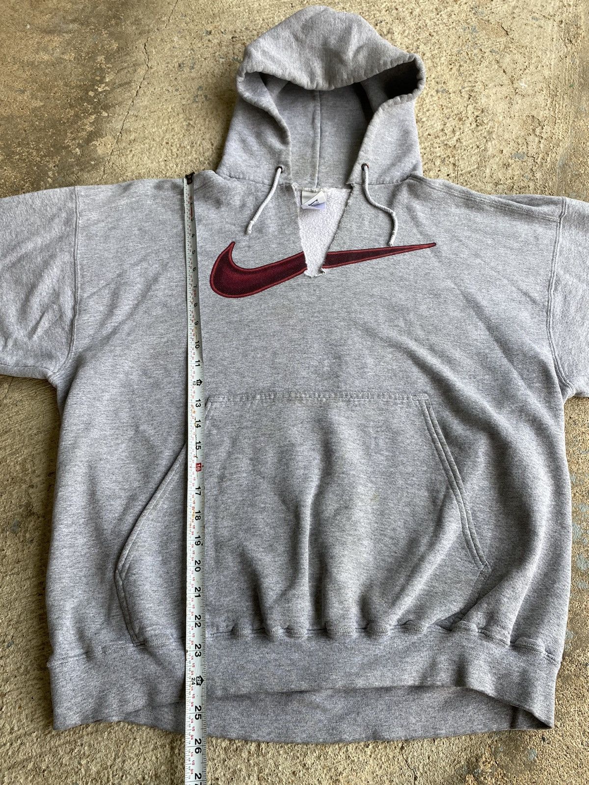 Nike × Vintage Vintage 90’s Nike Grey Distressed Sweatshirt Hoodie Size US L / EU 52-54 / 3 - 12 Thumbnail