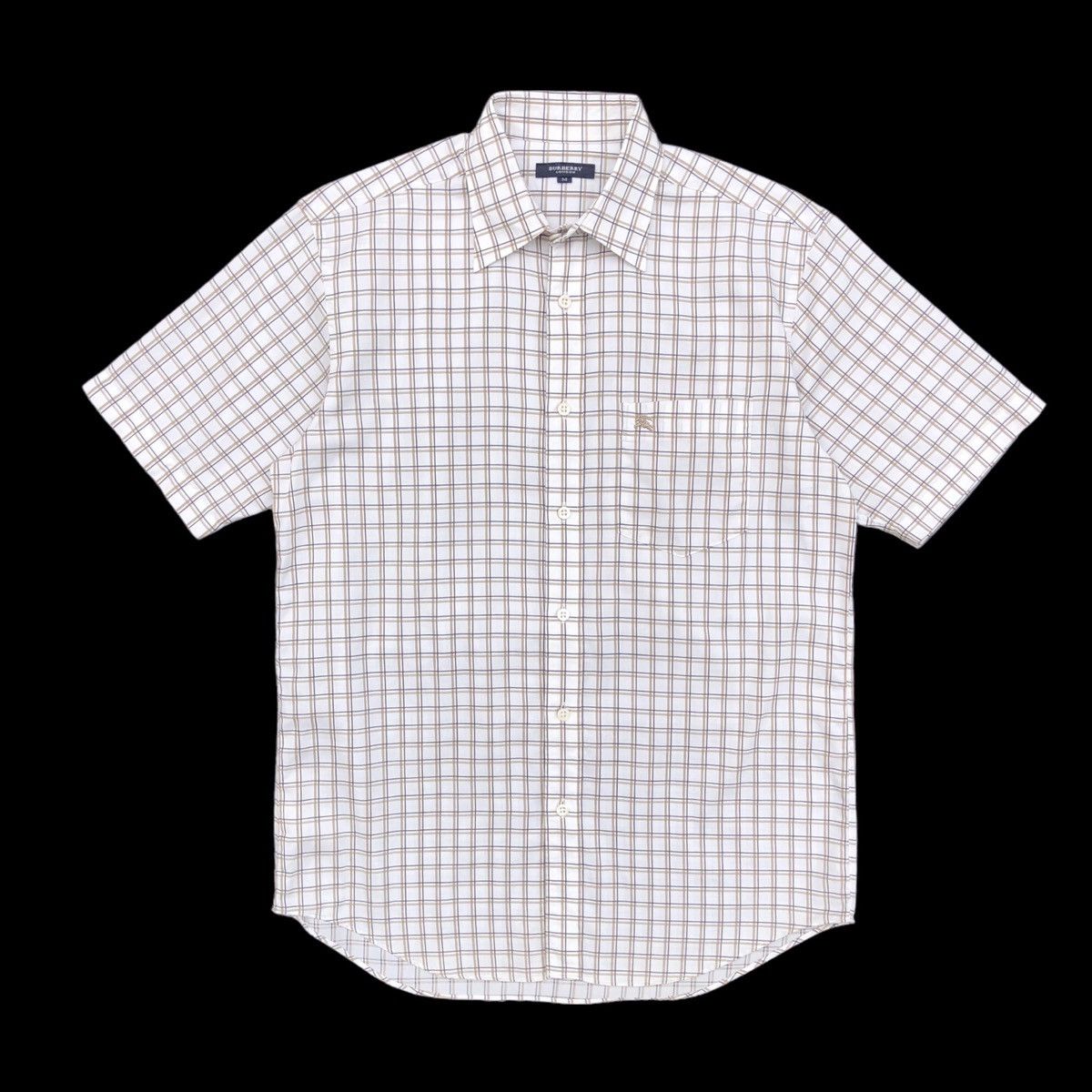 image of Burberry London Checked Embroidery Logo Short Sleeve in White, Men's (Size Medium)