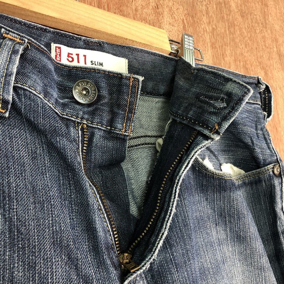 Levi's DLL 511 Levis Strauss slim Blue distressed Denim Pants #c146 Size US 34 / EU 50 - 5 Thumbnail