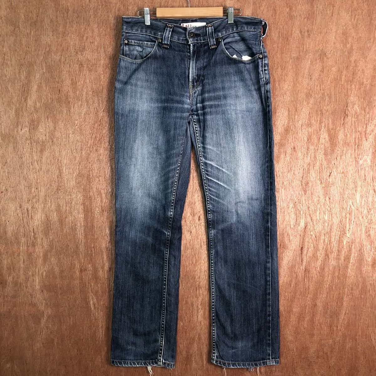 image of 511 Levis Strauss Slim Blue Distressed Denim Pants C146, Men's (Size 34)