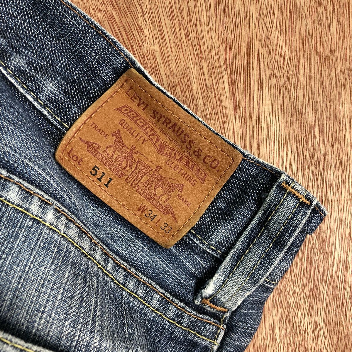 Levi's DLL 511 Levis Strauss slim Blue distressed Denim Pants #c146 Size US 34 / EU 50 - 13 Thumbnail