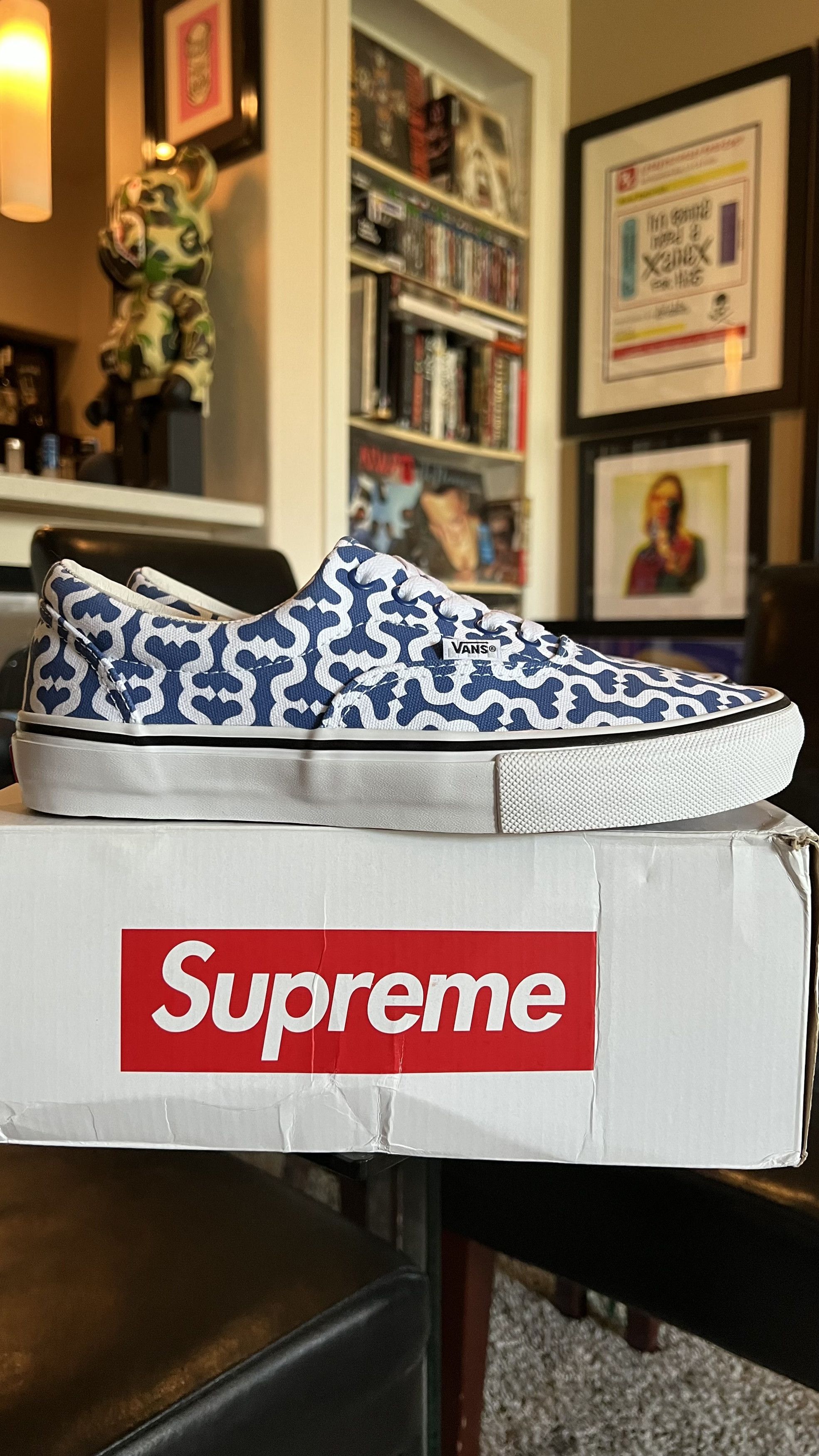 image of Hype x Supreme Vans Monogram Era Royal Blue White Logo Vn0A5Krv5Ye Shoes, Men's (Size 9)