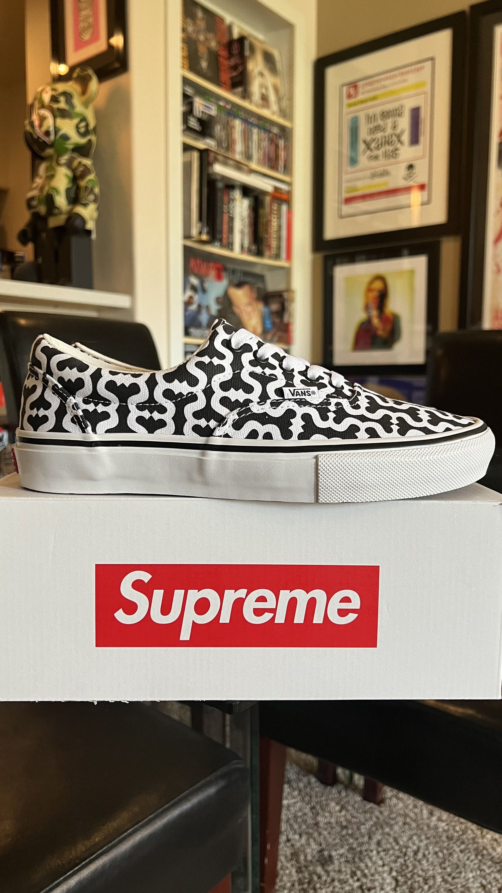 image of Hype x Supreme Vans Monogram Era Black White Logo Vn0A5Krv5Xh 9 Shoes, Men's